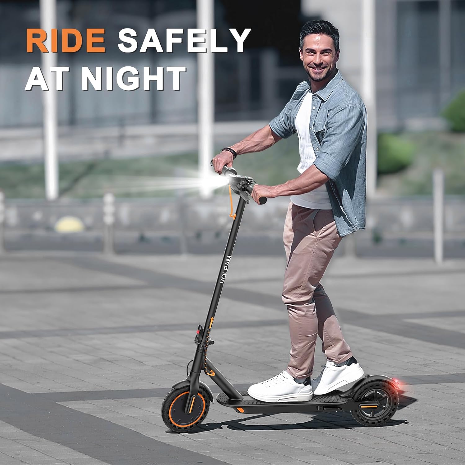 Electric Scooter, 350W/500W Powerful Motor, 8.5"/10" Solid Tires, 19/22Mph, 28/21/12 Miles Range,Dual Braking wourant