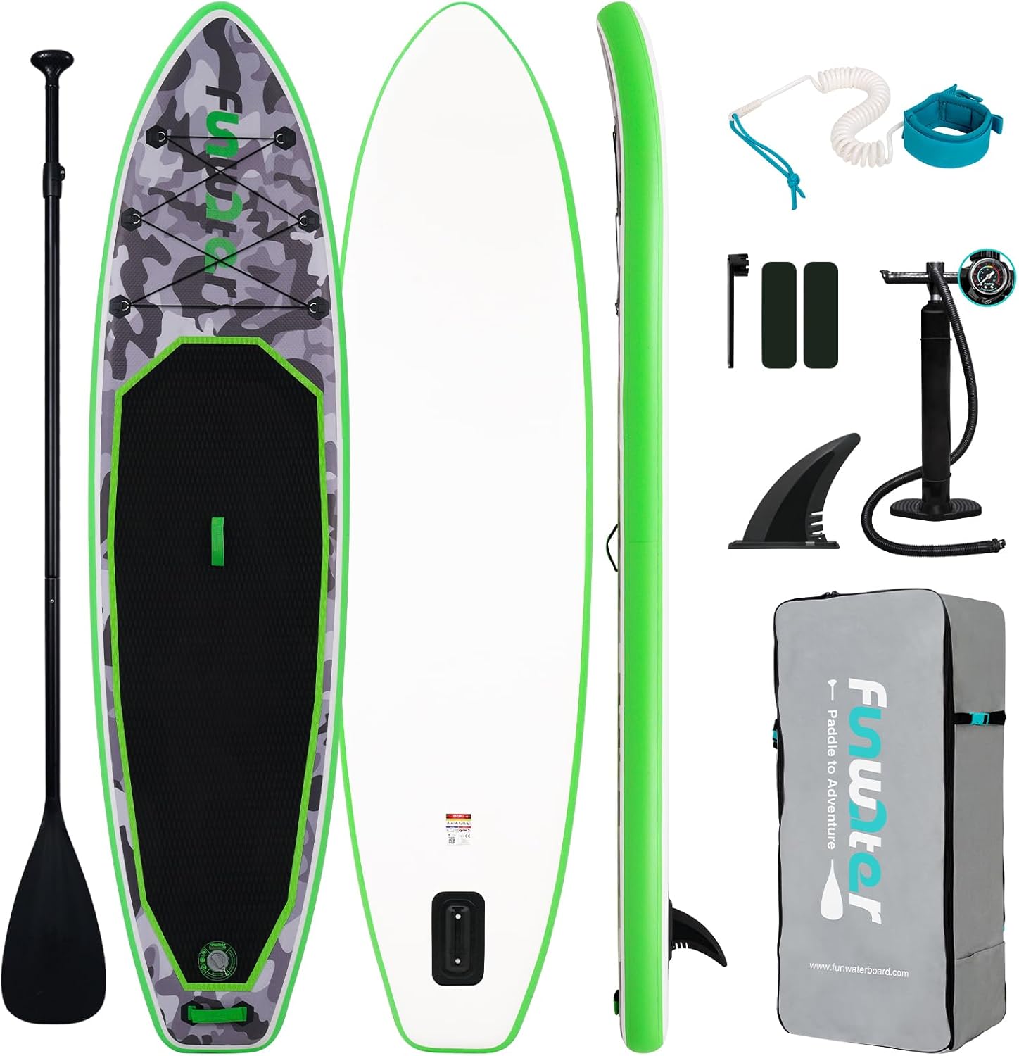 FunWater Inflatable Stand Up Paddle Board with Premium SUP Paddle Accessories, Non-Slip EVA Deck, 11'/10'6' Paddle wourant