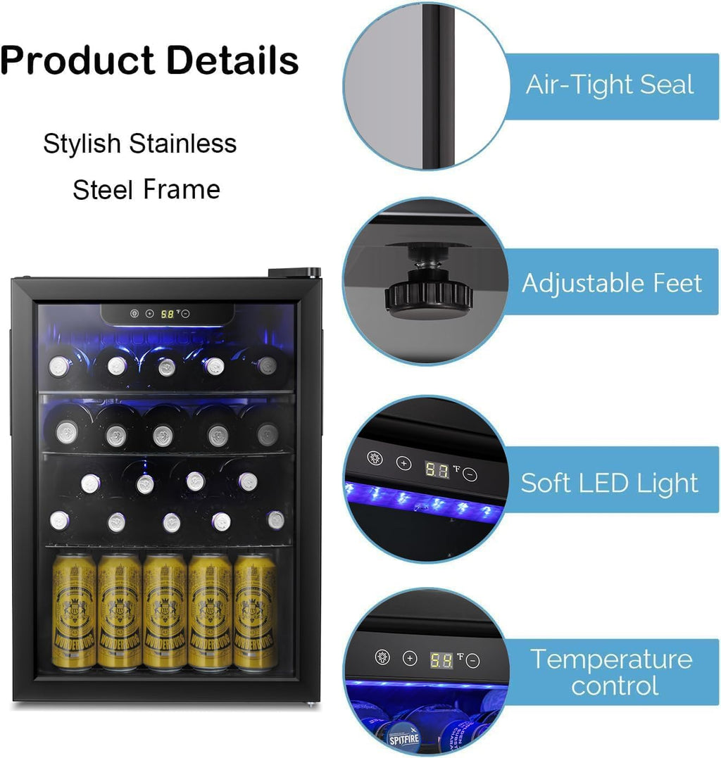 Antarctic Star 26 Bottle 130 Can Wine Cooler Cabinet Beverage Refrigerator Mini Wine Cellar wourant