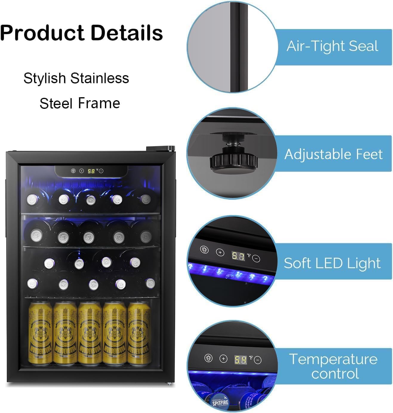 Antarctic Star 26 Bottle 130 Can Wine Cooler Cabinet Beverage Refrigerator Mini Wine Cellar wourant