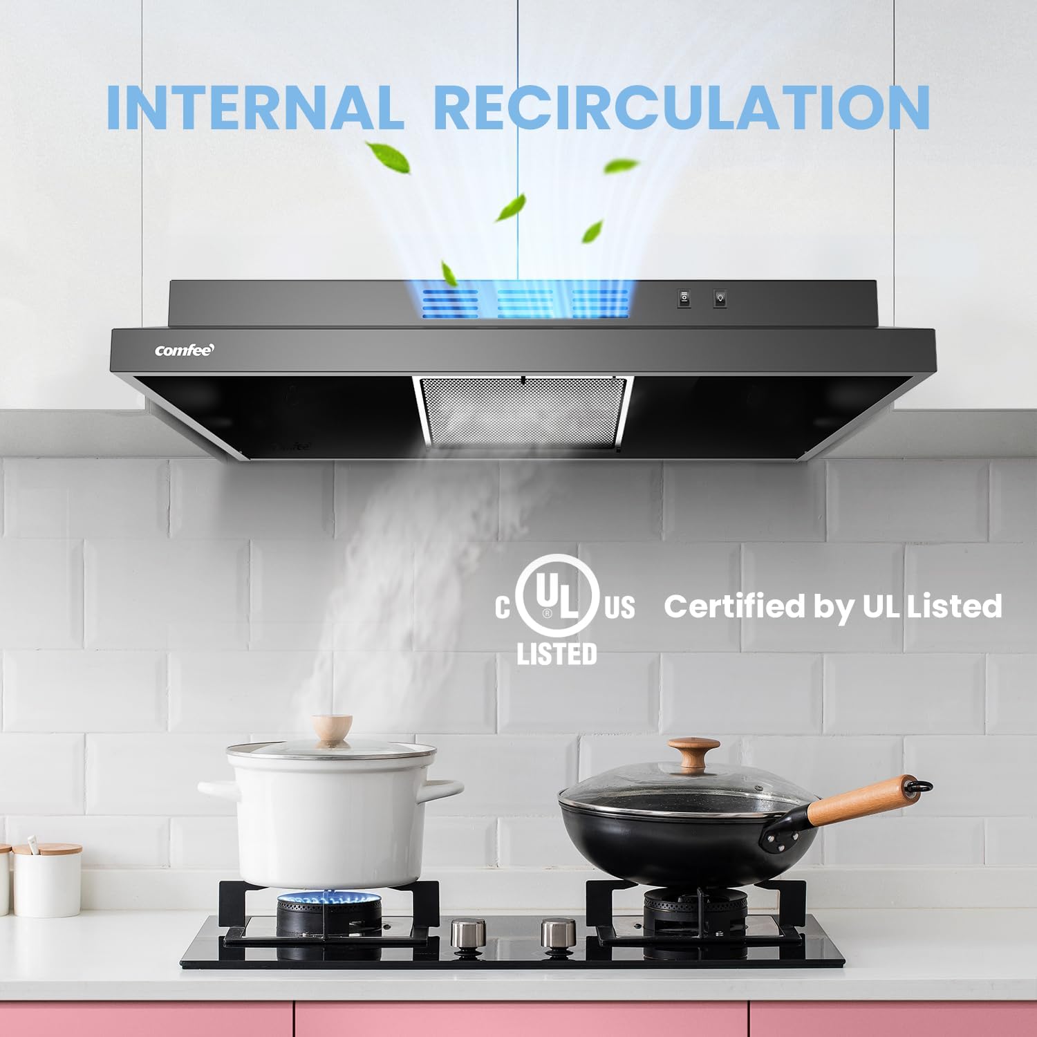 Comfee 30" Under Cabinet Ducted/Ductless Convertible Slim Vent Durable Stainless Steel Kitchen Reusable Filter wourant
