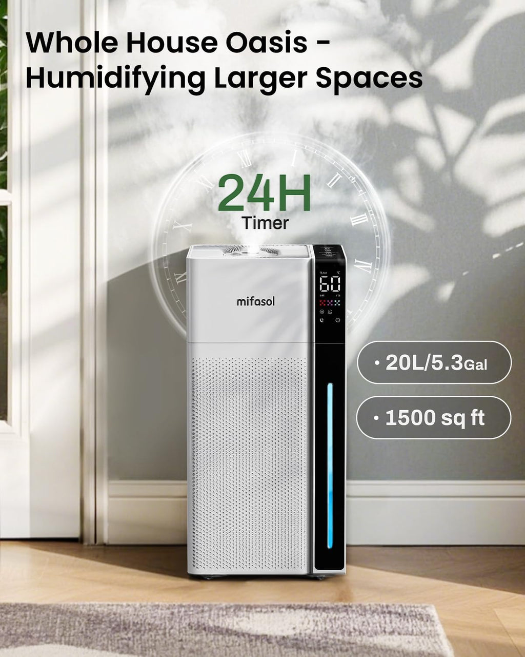 Mifasol Humidifier Large Room, 5.3 Gallon/20 Liter Home Warm and Cool Mist Humidifier wourant