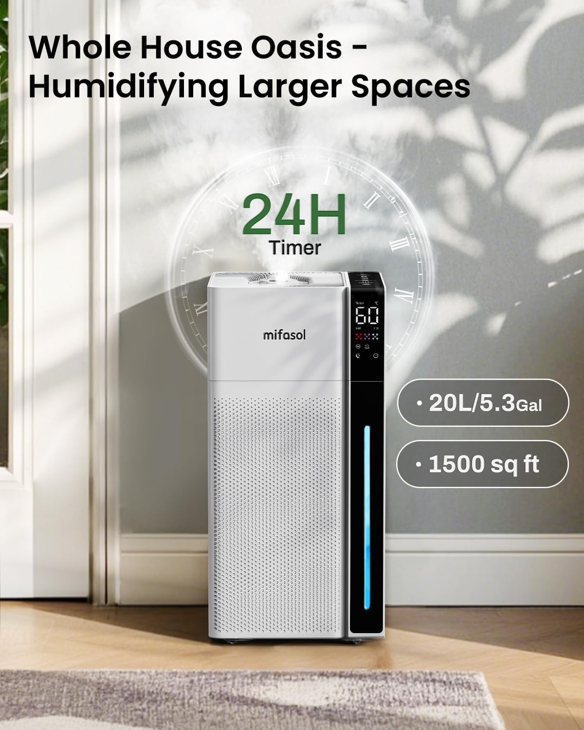 Mifasol Humidifier Large Room, 5.3 Gallon/20 Liter Home Warm and Cool Mist Humidifier wourant