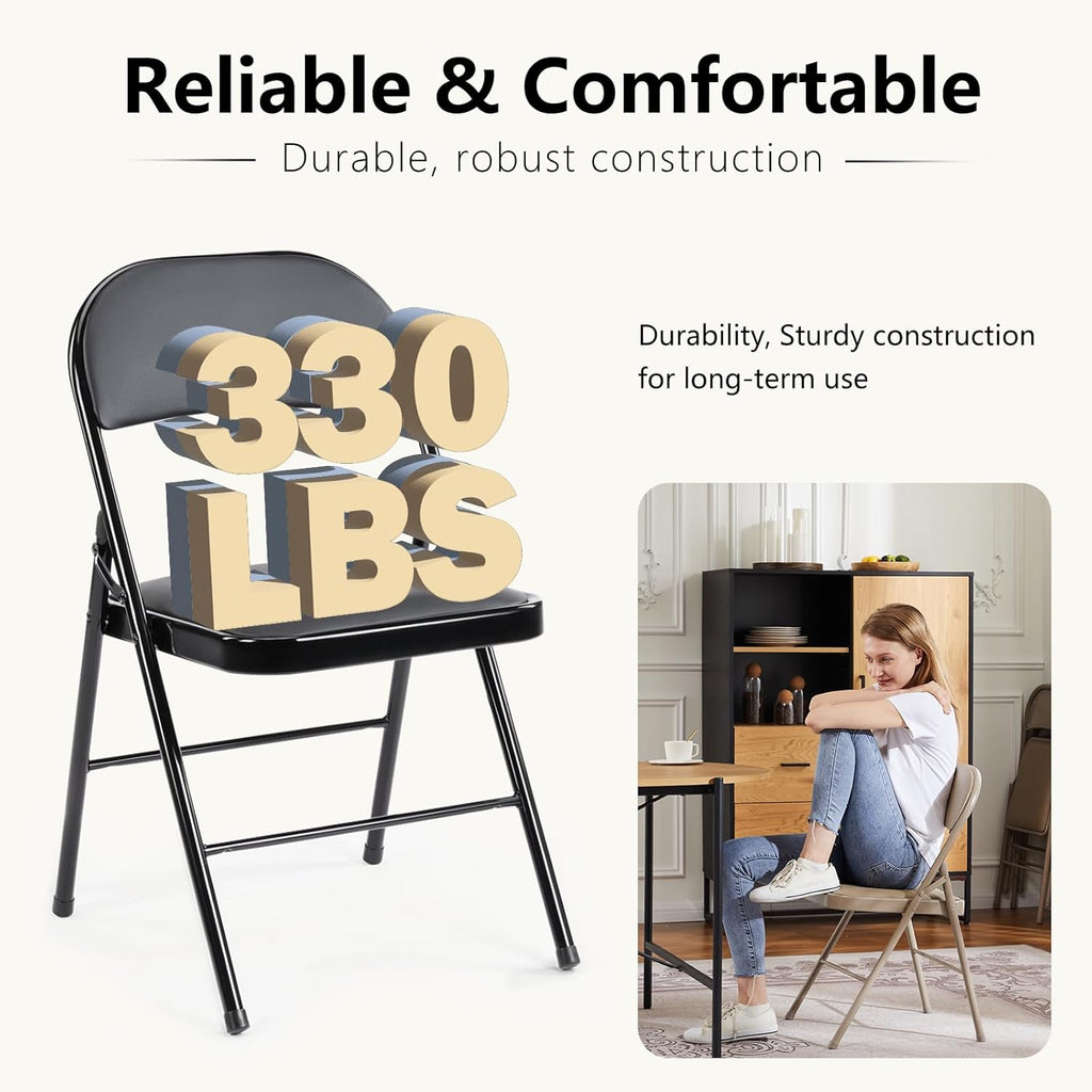 DUMOS 2 Pack Leather Padded Folding Chair, Indoor Outdoor Portable Stackable Commercial Seat wourant