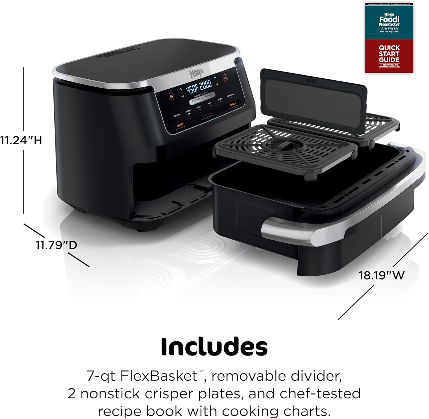 Ninja Foodi 6-in-1 FlexBasket Air Fryer with 7-Quart MegaZone and Basket Divider wourant