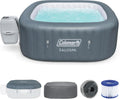 Coleman SaluSpa Atlantis AirJet 4 to 6 Person Inflatable Hot Tub Square Portable Outdoor Spa with 140 Soothing Jets with Cover, Blue wourant