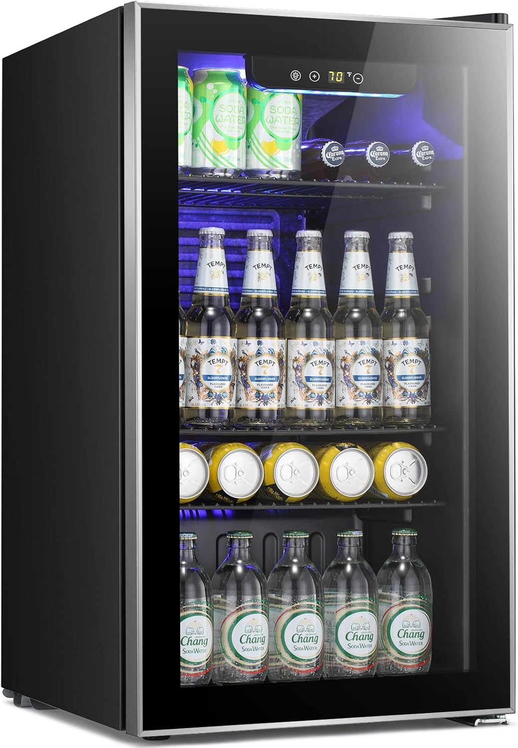 Antarctic Star Beverage Refrigerator Cooler 68 Can, Mini Fridge with Glass Door for Beer Drinks Wine,Freestanding Small Fridge with Electronic Temperature Control for Home and Bar,1.7 cu.ft wourant