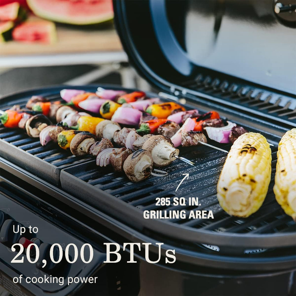RoadTrip 285 Portable Stand-Up Propane Grill with 3 Adjustable Burners & Instastart Ignition, 20,000 BTUs of Power for Outdoor Cooking, Camping, Tailgating, Grilling, BBQs, & More wourant