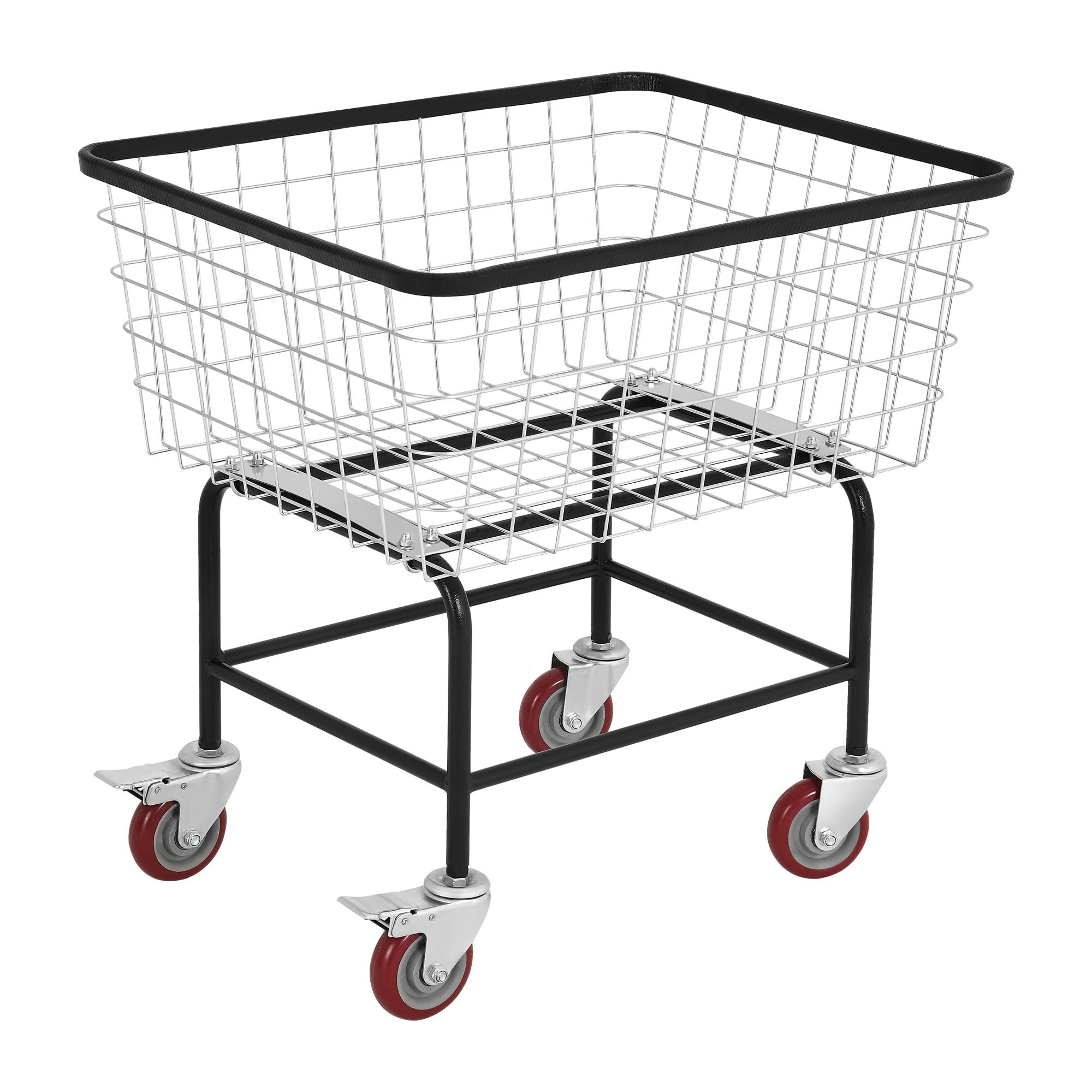 Wire Laundry Cart 4.5 Bushel, Rolling Laundry Basket with Wheels, Metal Commercial Wire Laundry Basket Cart with Galvanized Finish, Heavy Duty Large Steel Basket for Laundry Clothes Storage wourant