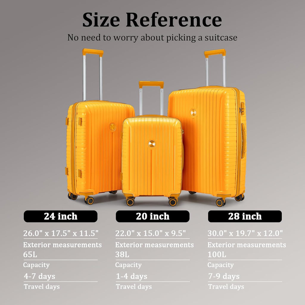 5-piece PP hardshell lightweight travel carry-on luggage set with dual spinner wheels and TSA lock wourant