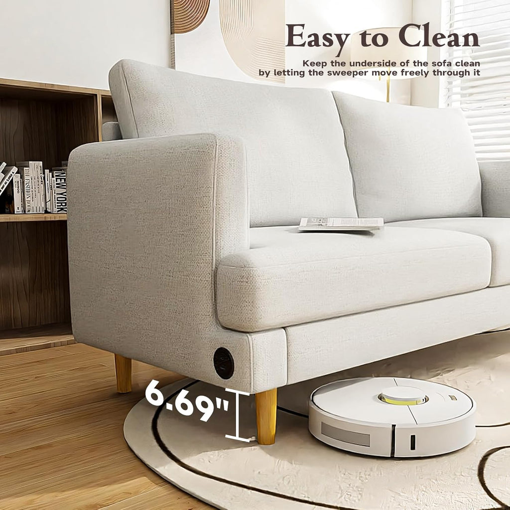 Loveseat Sofa Couch for Living Room USB Type C Ports Dark Gray Upholstered Small Couches wourant