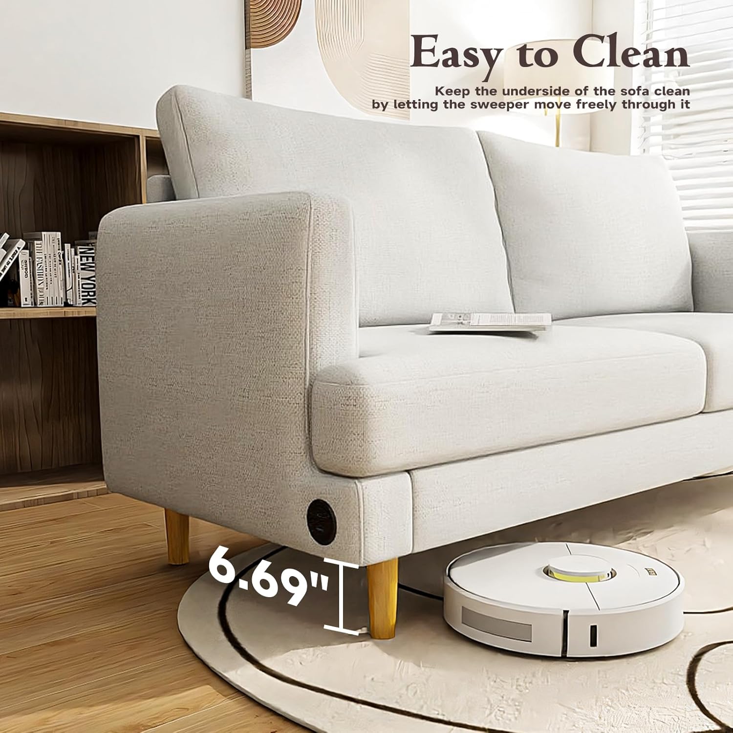 Loveseat Sofa Couch for Living Room USB Type C Ports Dark Gray Upholstered Small Couches wourant