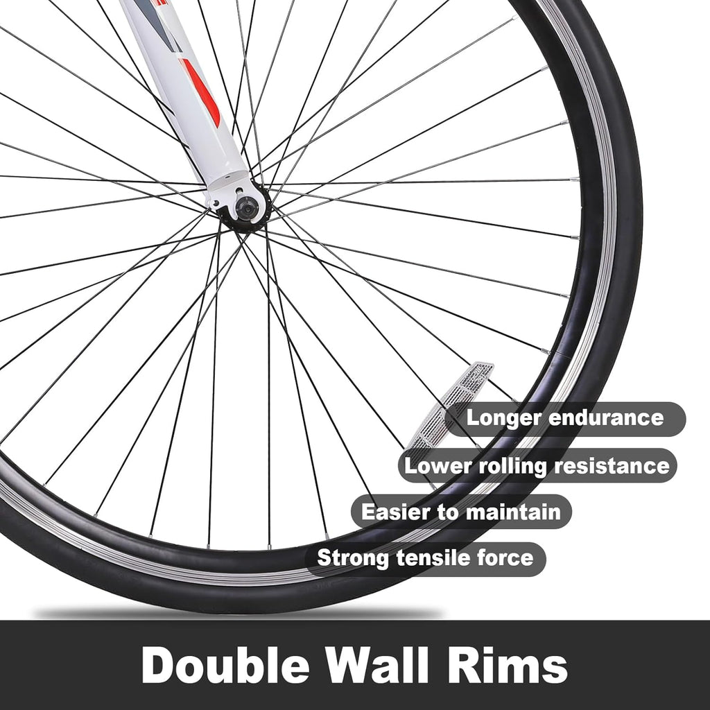 WEIZE Road Bike, 700C Wheel City Commuter Bicycle, 14 Speed Drop Bar, Racing Adult Bike with Caliper Brakes