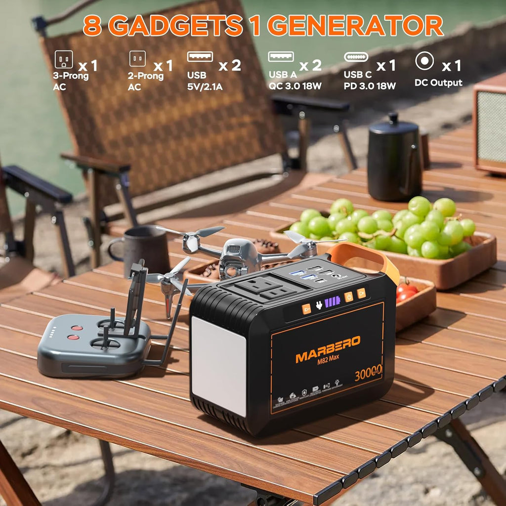 Portable Power Station 88Wh Camping Lithium Battery Solar Generator Fast Charging with AC Outlet 120W Peak Power Bank wourant