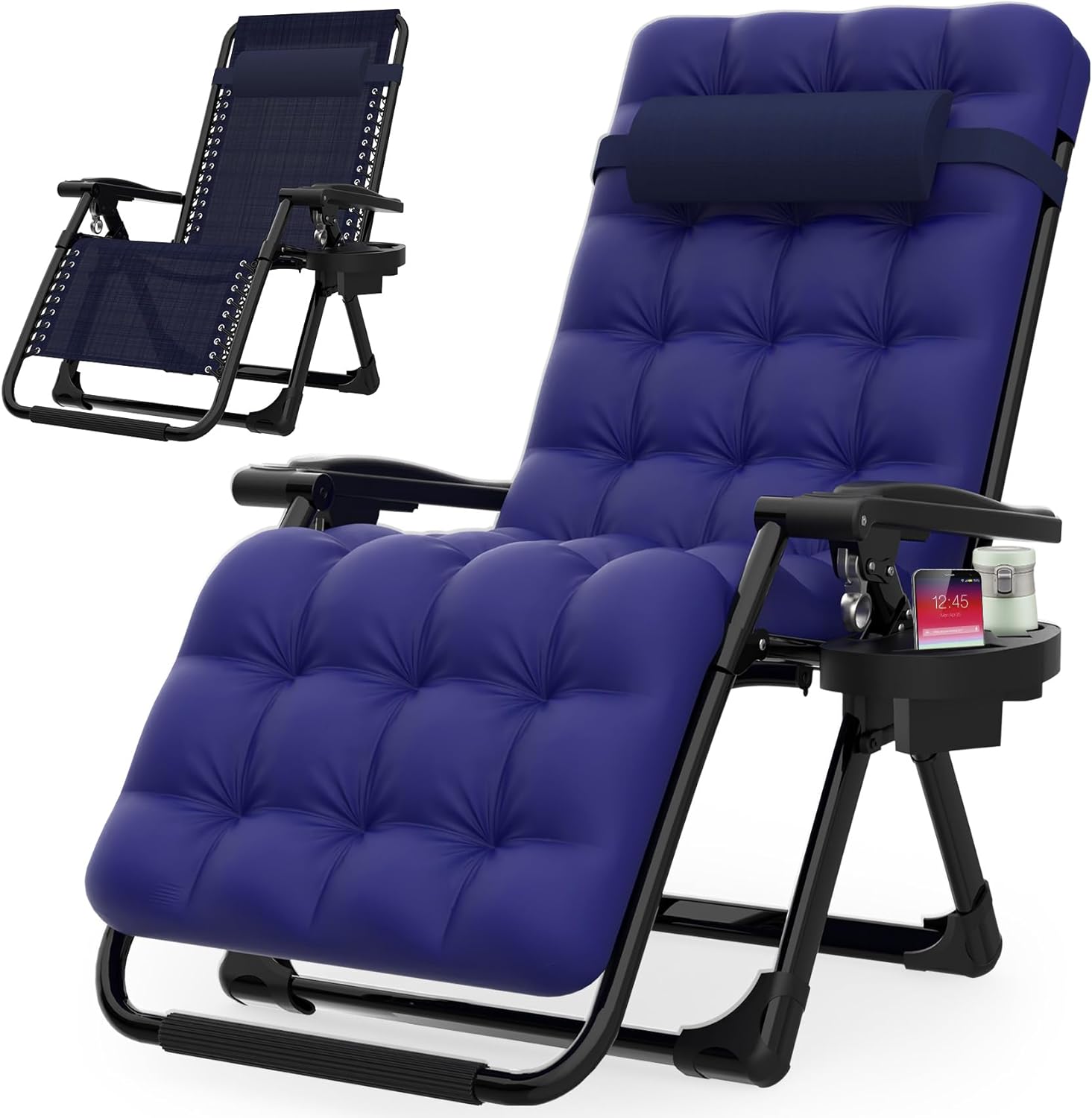 Indoor and outdoor patio chair folding lounge chair zero gravity chair with removable cushion camping lounge chair wourant