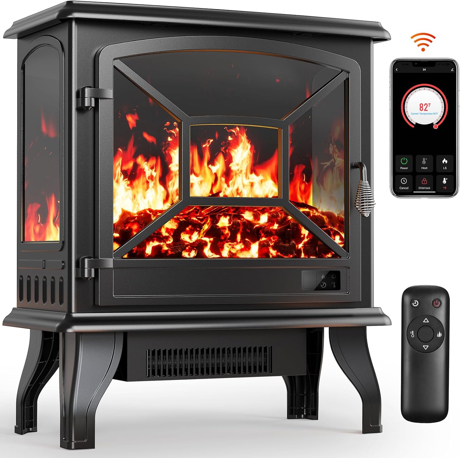 50" Smart Electric Fireplace 5300 BTU Heat Output, Ultra-Slim Wall-Mount or Built-In Electric Fireplace wourant