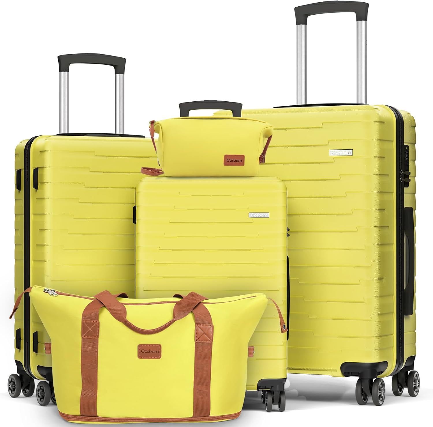5-piece luggage set with wheels, ABS hardshell suitcase with spinner wheels wourant