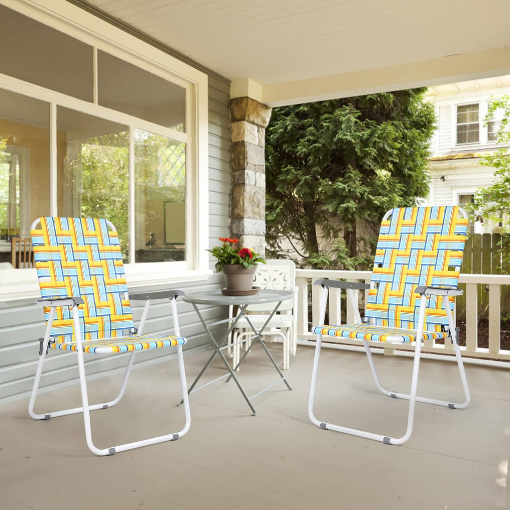 VINGLI Patio Lawn Webbed Folding Chairs Set of 2, Outdoor Beach Portable Lawn Chair Camping Chair Beach Chair wourant