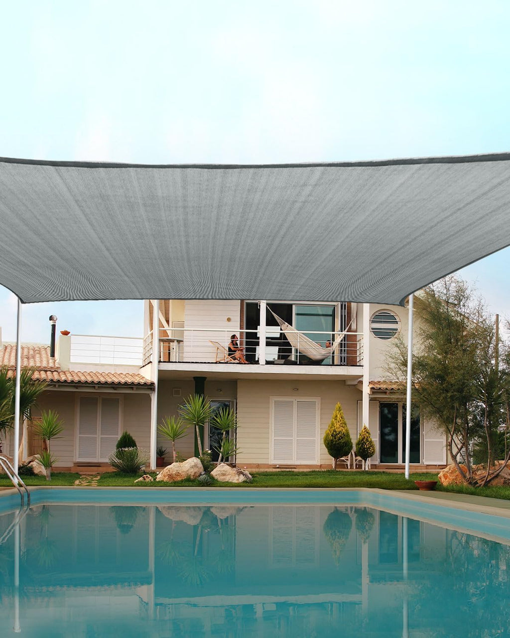 Quictent 20X20FT 185G HDPE Square Sun Shade Sail Canopy 98% UV Block Outdoor Patio Garden with Hardware Kit (Brown) woonhhop