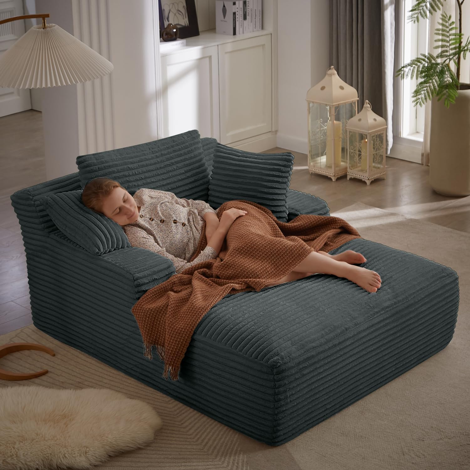 50-inch indoor recliner, oversized corduroy upholstered boneless sofa bed, deep sleeper sofa reading chair, cloud sofa, living room sofa wourant