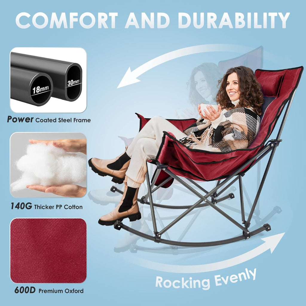 Heated Camping Chair, Extra Large Heated Chair Outdoor Sports Chair with 3 Heat Levels on Back and Seat, Portable Folding Heated Outdoor Chair (Batteries Not Included) wourant