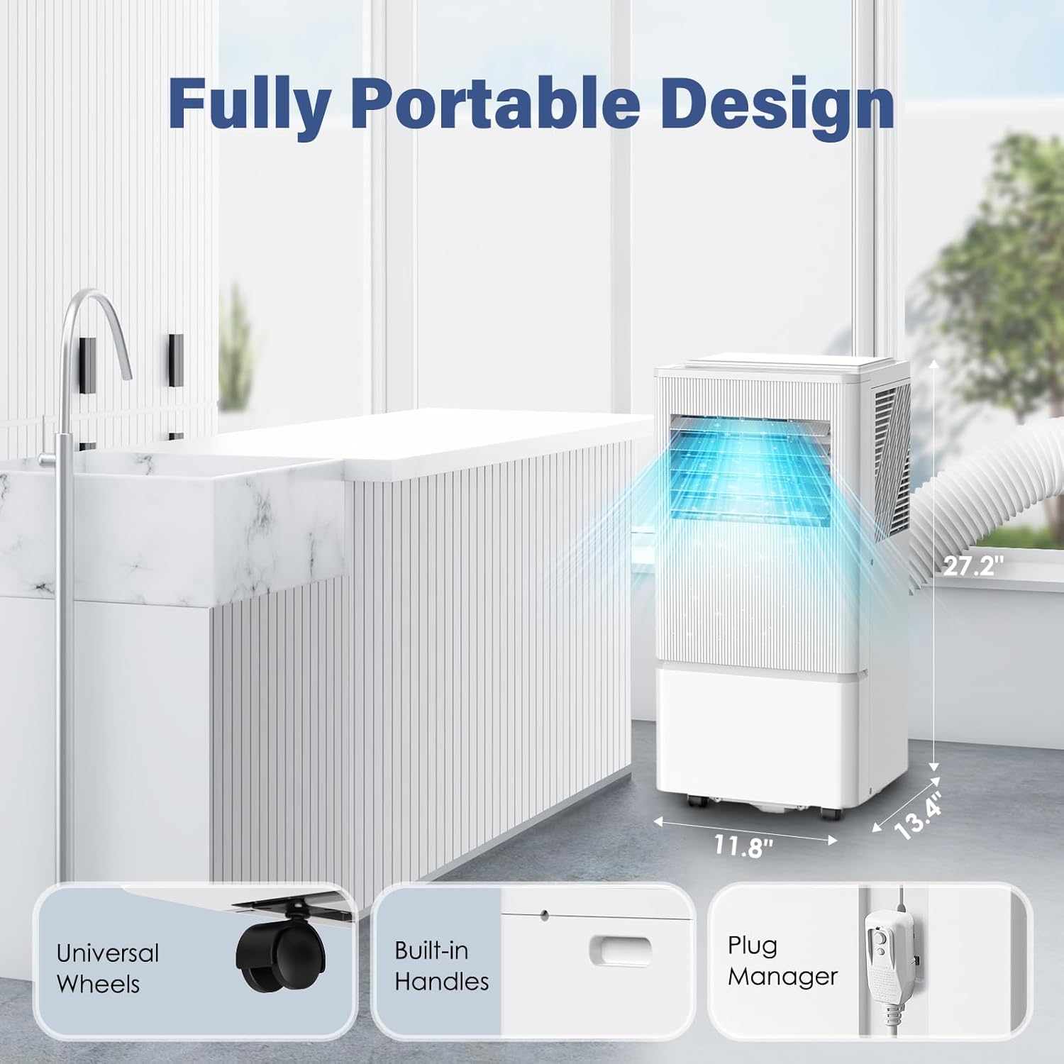 Air Choice Portable Air Conditioner, 10000 BTU Air Conditioner Portable for Room Up to 450 Sq.Ft, Remote Control, 24H Timer, Dehumidifier & Fan Modes, 3-in-1 AC Unit with Window Kit for Home Office wourant