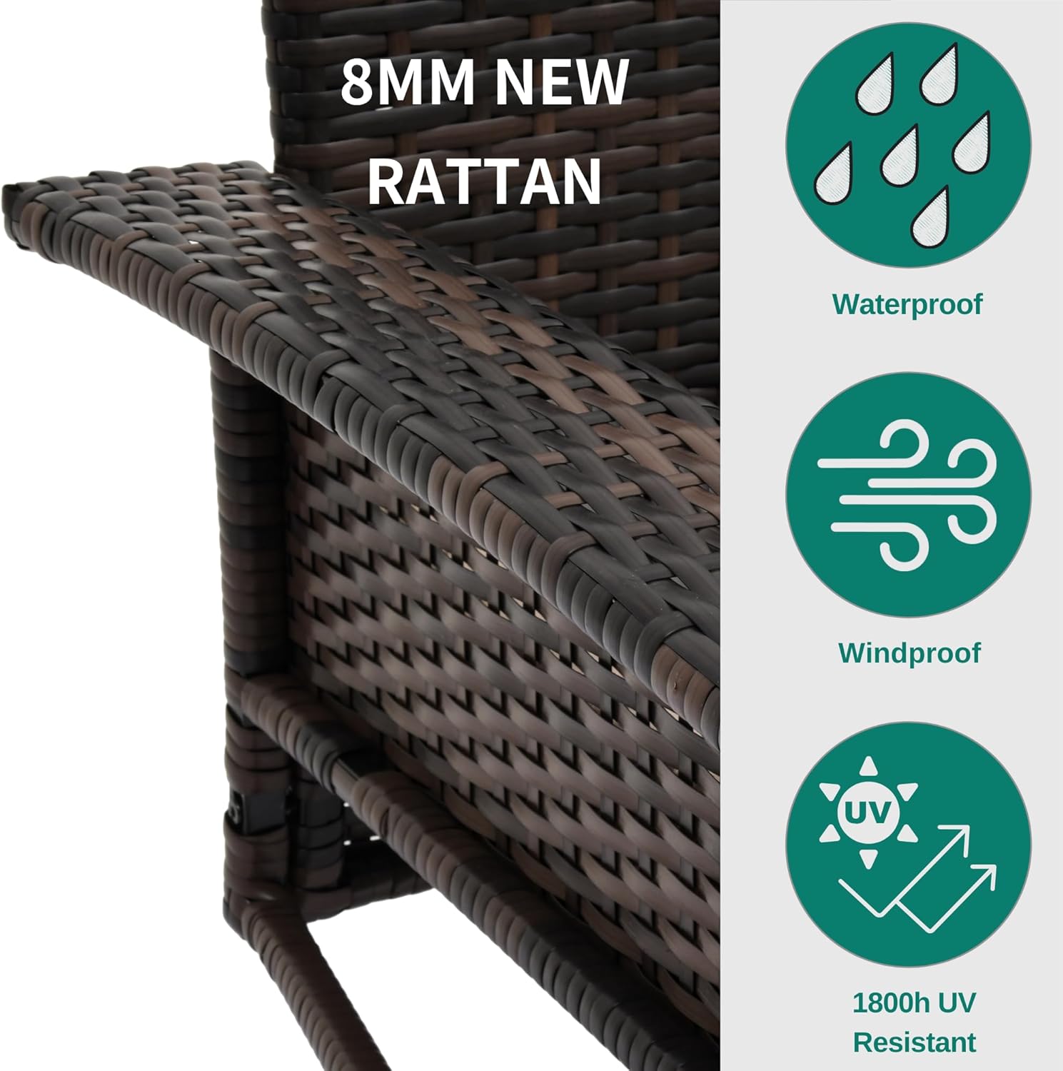 YITAHOME Hanging Porch Swing Chair Sits 3 People, Wicker Outdoor Swing Bench, Patio Lounge Chair, 1 Seating Cushion and 3 Back Cushions, w/Removable Covers, for Garden, Balcony, Backyard, Brown wourant