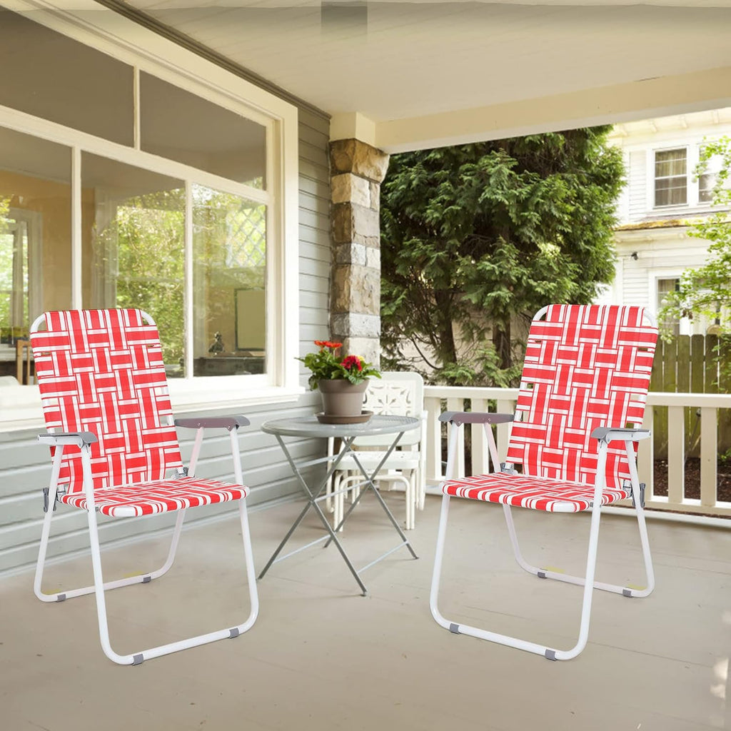 VINGLI Patio Lawn Webbed Folding Chairs Set of 2, Outdoor Beach Portable Lawn Chair Camping Chair Beach Chair wourant
