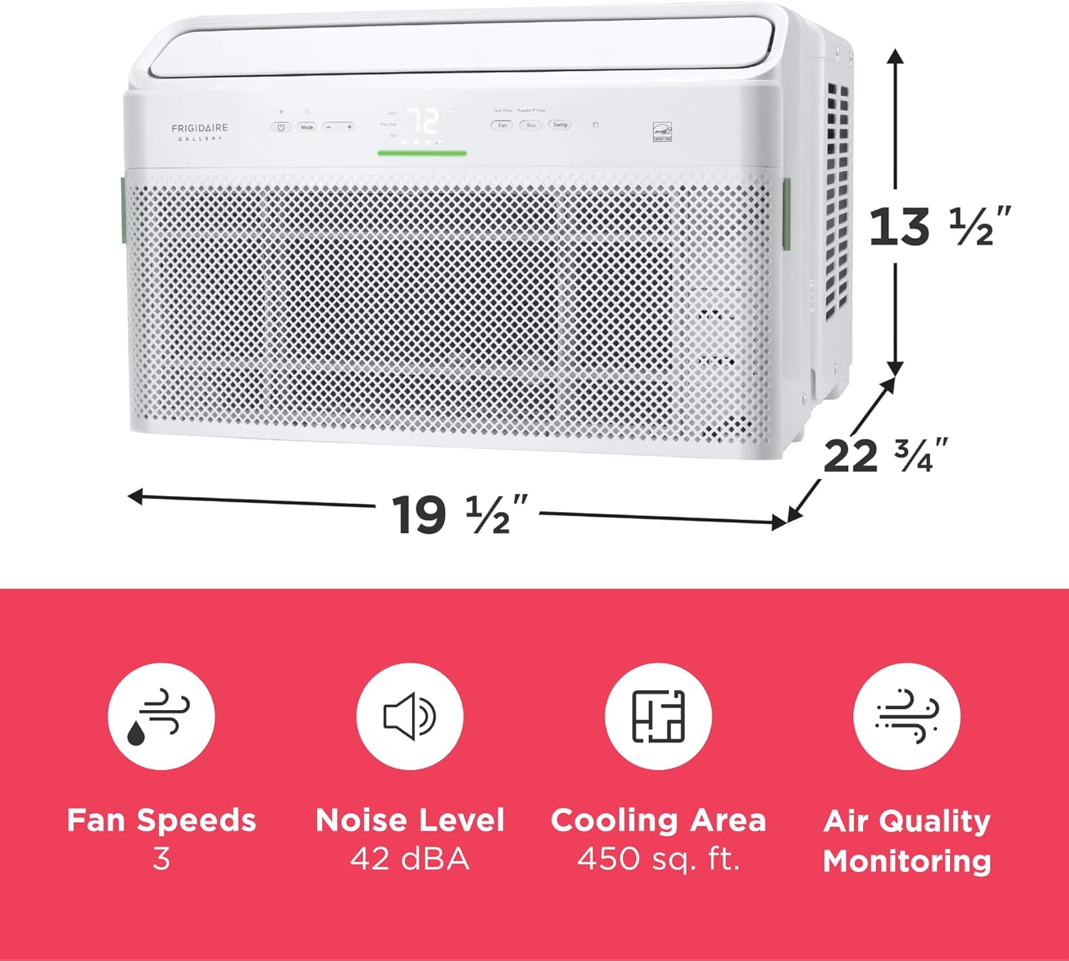 Frigidaire GHWQ103WC1 Inverter Quiet Temp Room Air Conditioner, 10,000 BTU with Wi-Fi Connected, Works with Alexa, Energy Star Certified, Easy-to-Clean Washable Filter, in White wourant