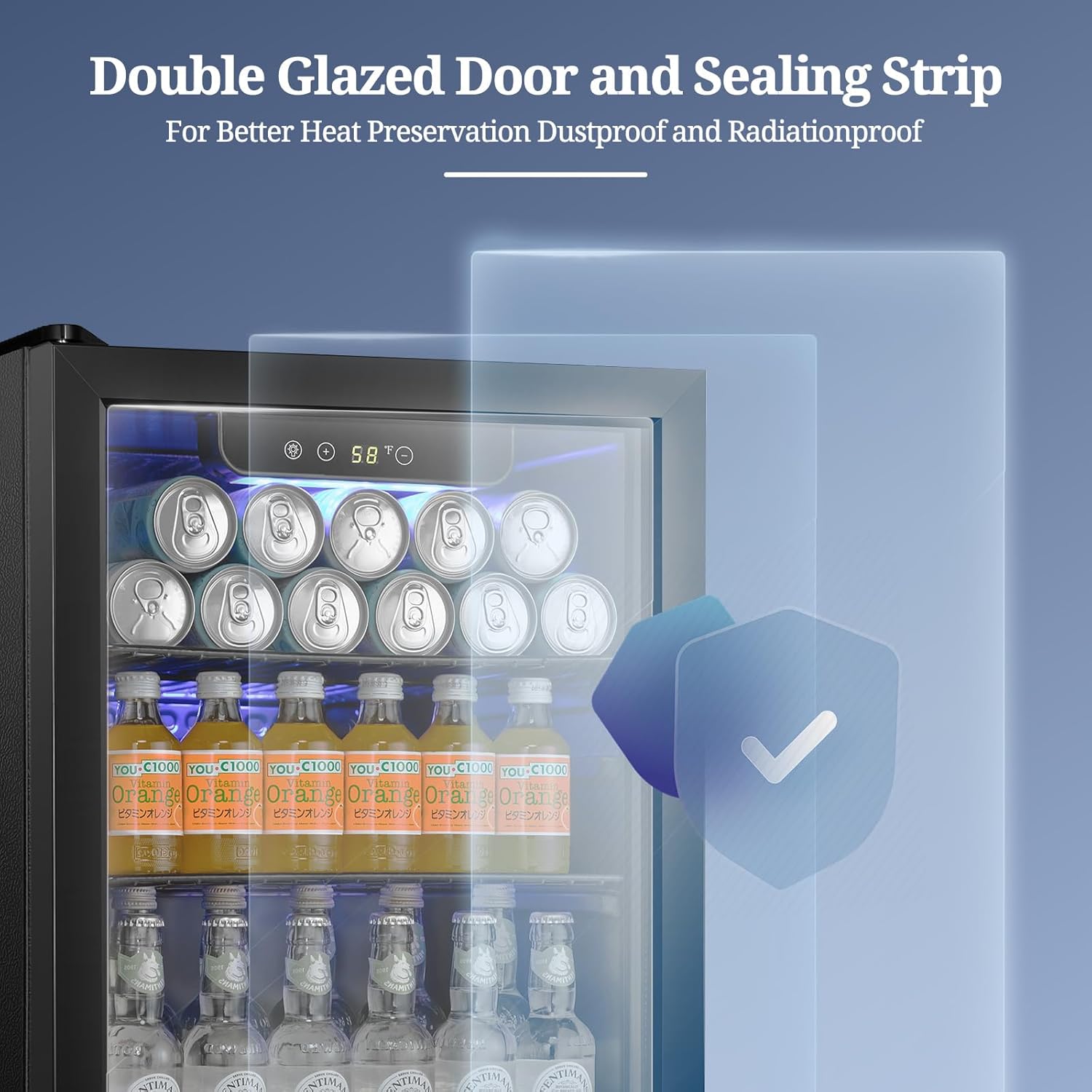 Antarctic Star Beverage Refrigerator Cooler 68 Can, Mini Fridge with Glass Door for Beer Drinks Wine,Freestanding Small Fridge with Electronic Temperature Control for Home and Bar,1.7 cu.ft wourant