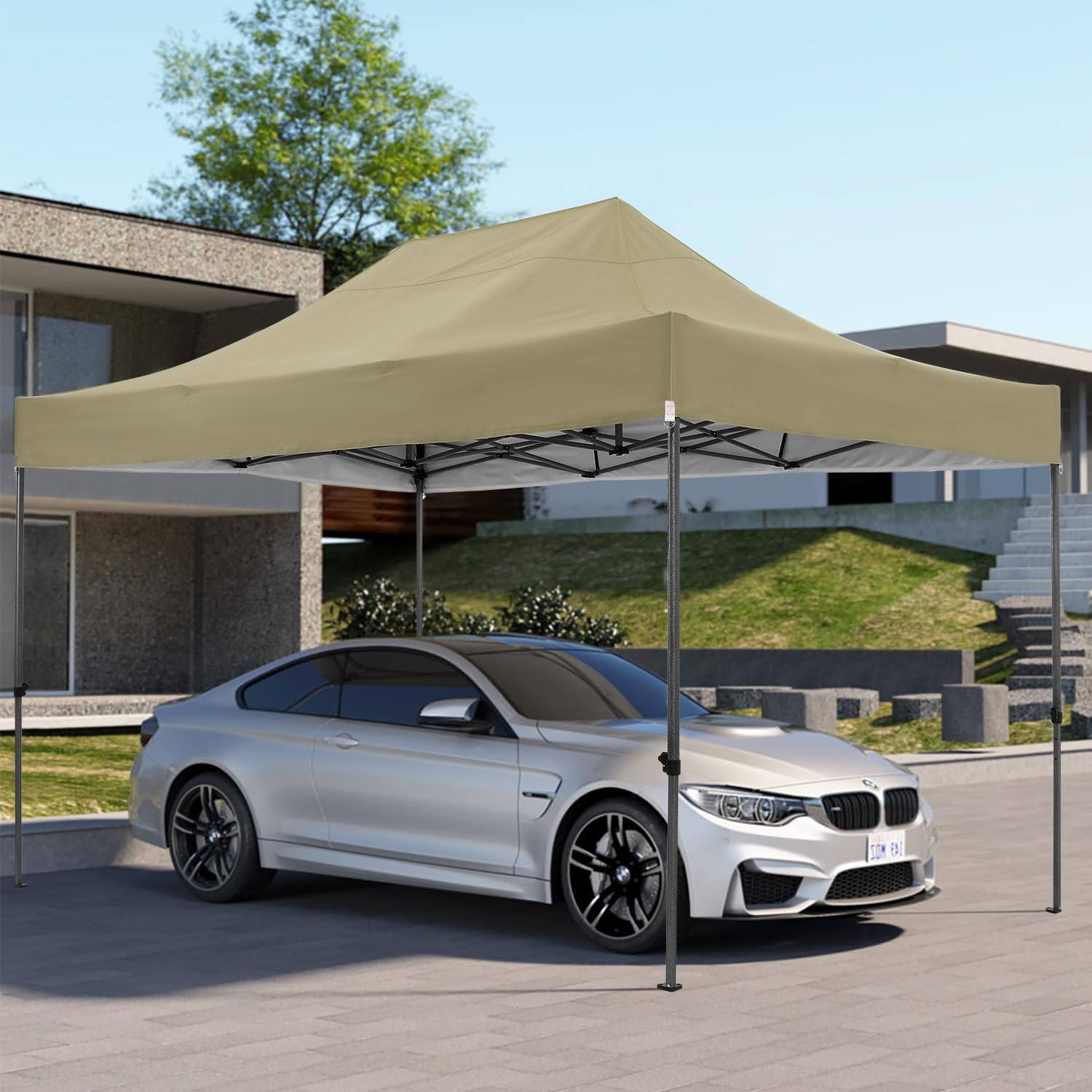 COBIZI 10x20 Heavy Duty Pop up Canopy Tent with 6 sidewalls Easy Up Commercial Outdoor Canopy Wedding Party Tents for Parties All Season Wind & Waterproof Gazebo with Roller Bag,Black(Frame Thickened) wourant