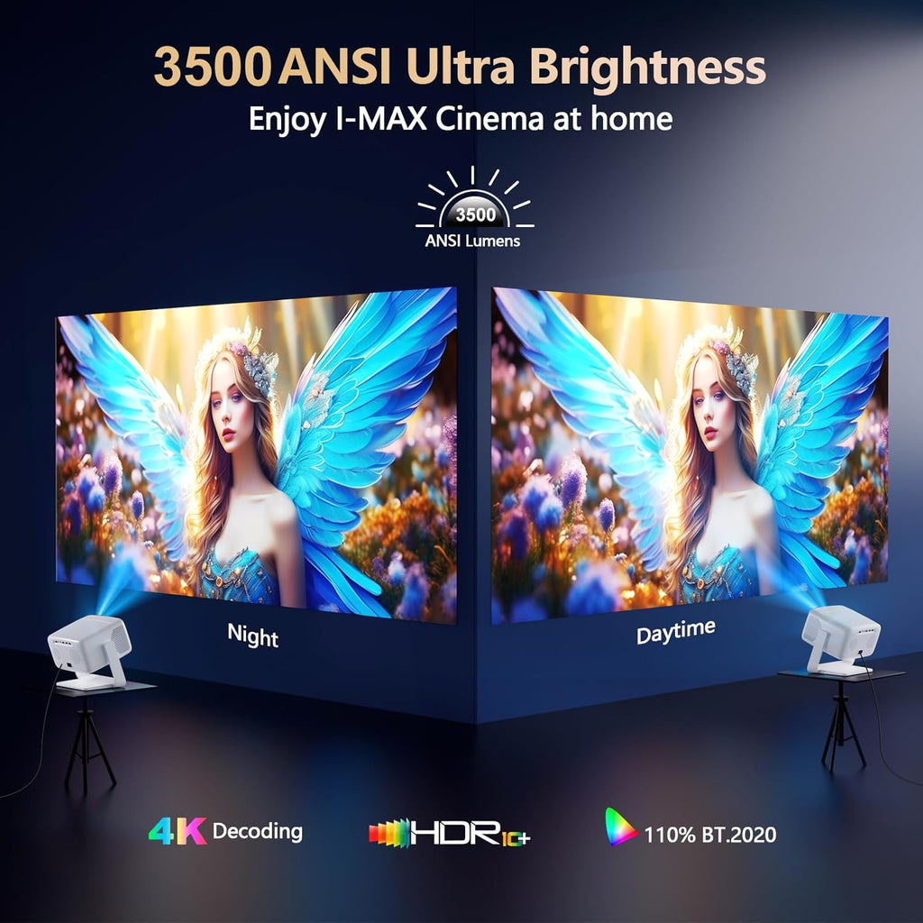 [3000+ Licensed Apps/Live TV/HDR10+/50W DoIby Audio] Smart 4K-Projector with WiFi wourant