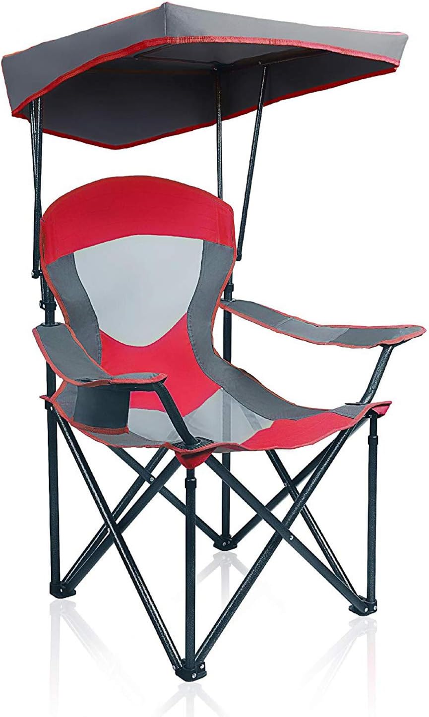 ALPHA CAMP Heavy Duty Canopy Camping Chair, 350 lbs Capacity Oversized Folding Chair with Adjustable Sunshade, Portable Sunshade Chair with Cup Holder for Beach, Fishing, Outdoor woonhhop