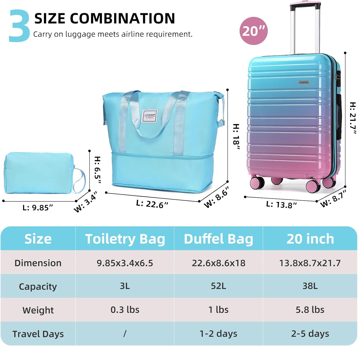 6-piece luggage set, expandable hardshell suitcase set with spinner wheels, lightweight rolling luggage set wourant