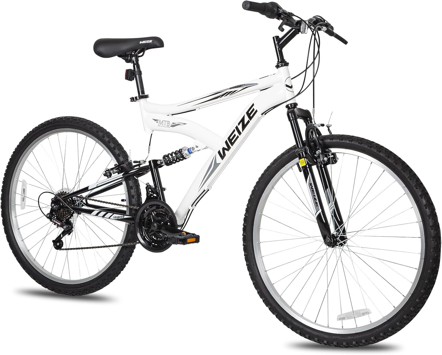 WEIZE Mountain Bike, 26 27.5 inch Outdoor Hybrid Bikes,18-Speed/High-Carbon Steel/Dual Full Suspension, Adjustable Ergonomic Seat for Men Women Adult, MTB Bicycle with Suspension Fork,Sleek Colors wourant