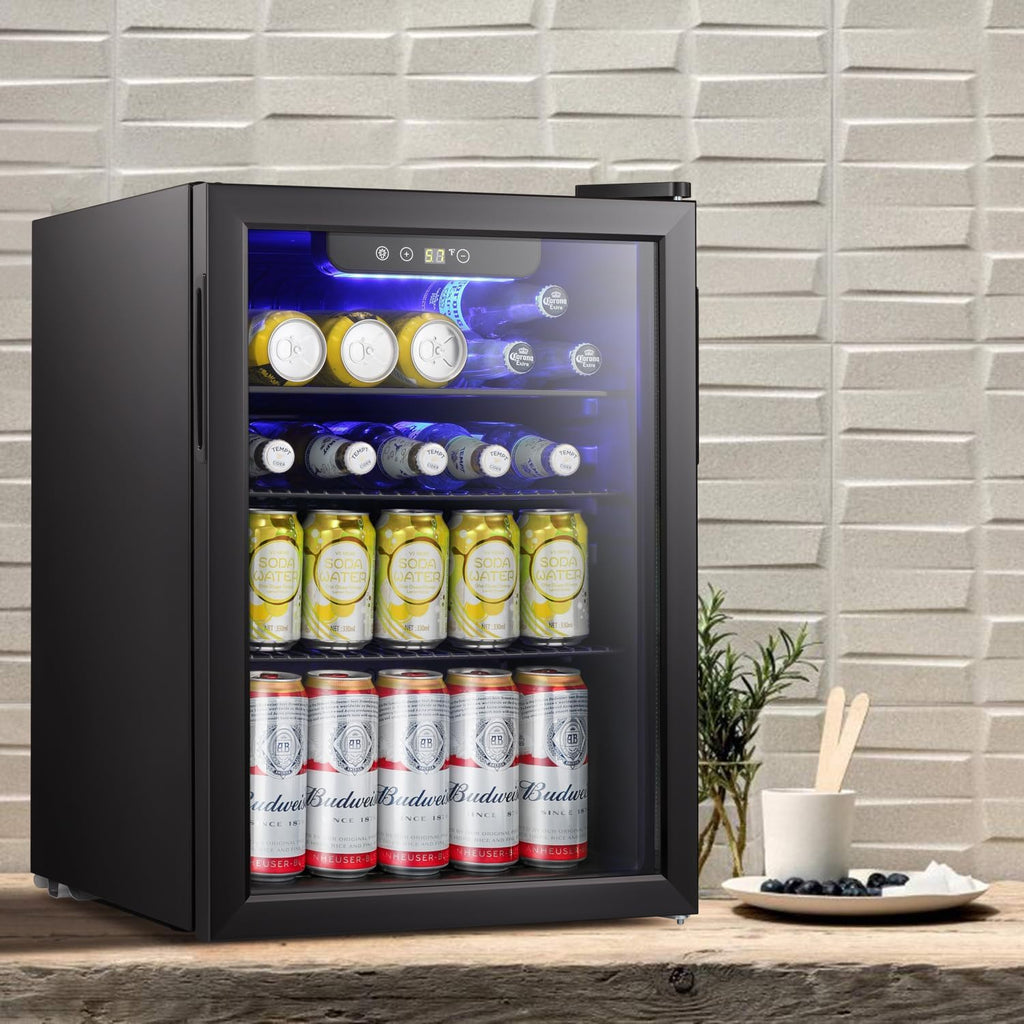 Antarctic Star Beverage Refrigerator Cooler 68 Can, Mini Fridge with Glass Door for Beer Drinks Wine,Freestanding Small Fridge with Electronic Temperature Control for Home and Bar,1.7 cu.ft wourant