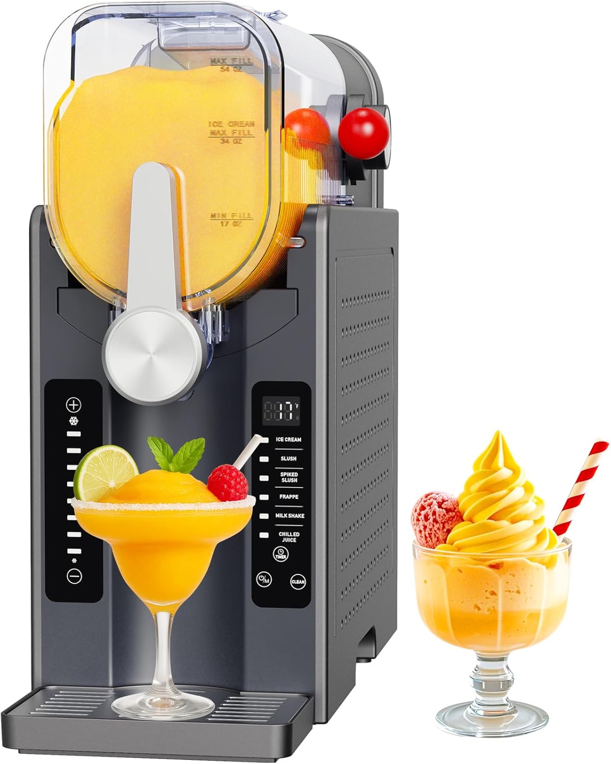 Slushie Machine: No Ice Needed All-in-One Slushy Maker for Home, Real-Time Temp Display, Auto-Clean, 6 Preset | Frozen Margaritas, Cocktails, Frappés, Ice Cream, Smoothies, Milkshakes,Summer Parties wourant