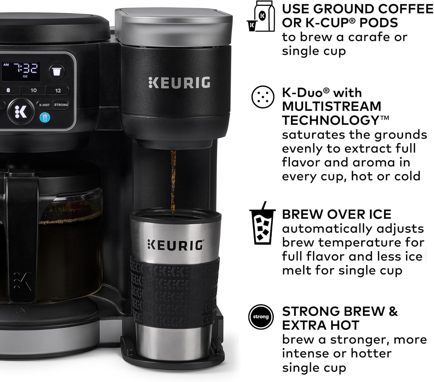 Keurig K-Duo Hot & Iced Single Serve & Carafe Coffee Maker MultiStream Technology 72oz Reservoir wourant
