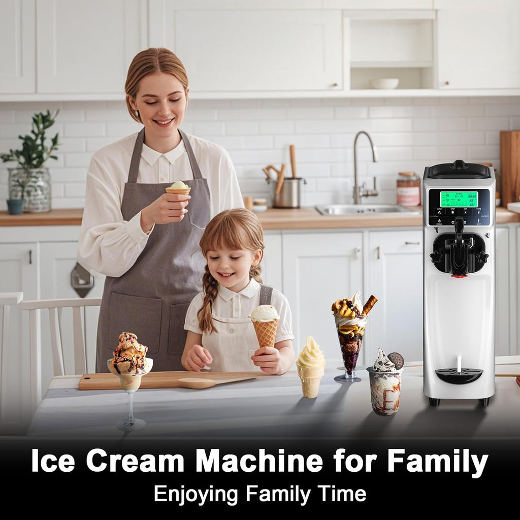 Soft Serve Ice Cream Machine 3.2 Gals Ice Cream Maker Machine Single Flavor Commercial Ice Cream Machine Countertop Soft Serve Ice Cream Maker with Pre-Cooling for Home Store School wourant