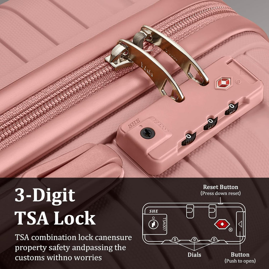 5-piece PP hardshell lightweight travel carry-on luggage set with dual spinner wheels and TSA lock wourant