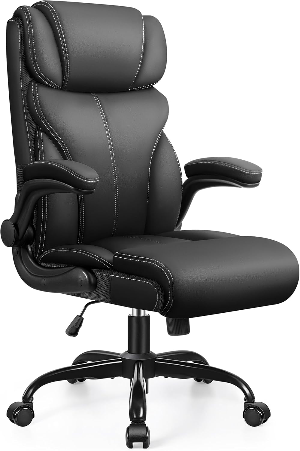 Office Chair Large High-Foot Computer Desk Chair, Breathable Leather Chair Lumbar Support Rotating Computer Chair wourant