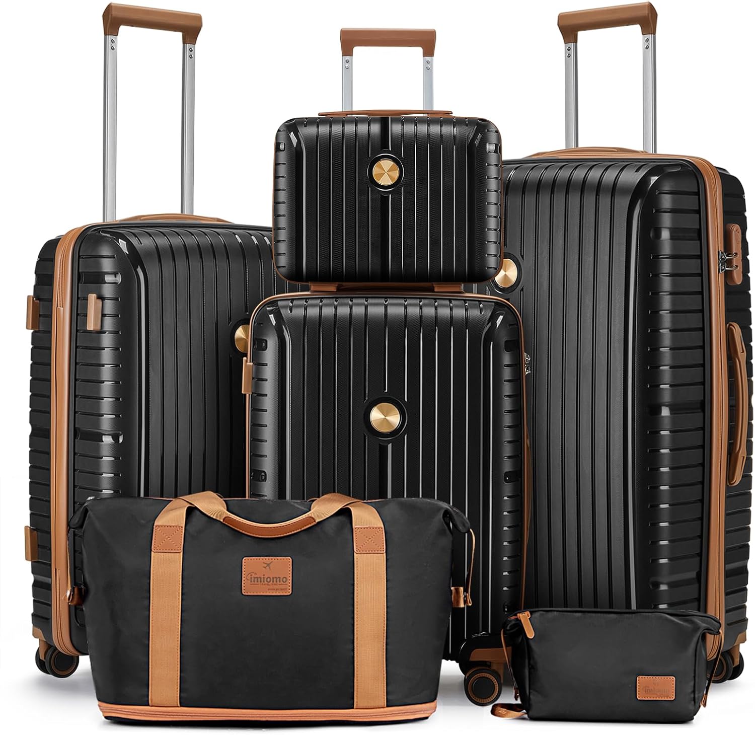 5-piece PP hardshell lightweight travel carry-on luggage set with dual spinner wheels and TSA lock wourant