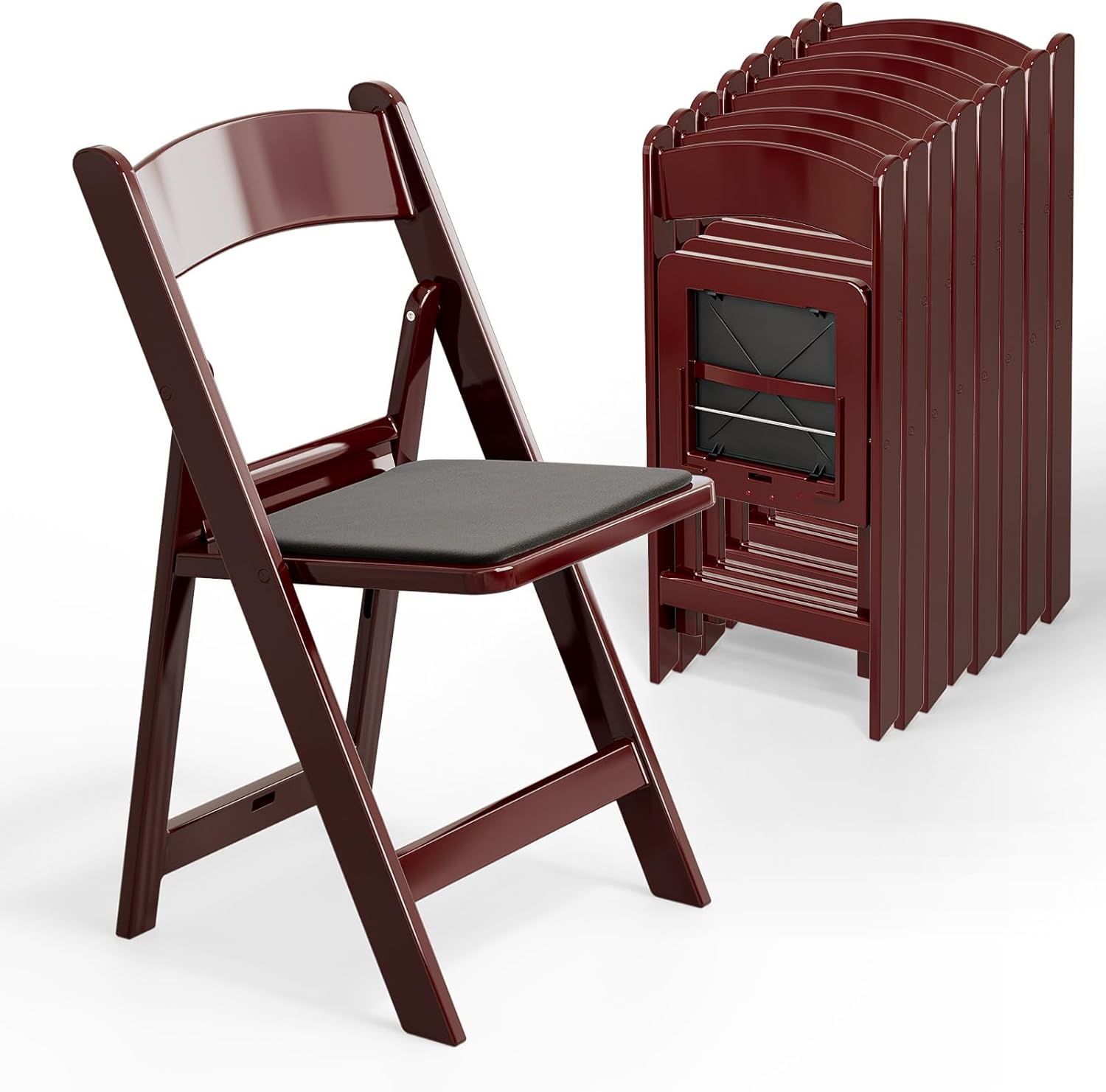 VINGLI Resin Folding Chair with Cushion Foldable Plastic Chair with Comfortable Cushioned Seat wourant