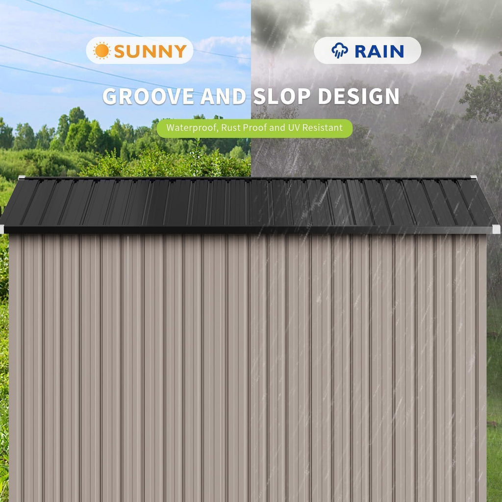 Aoxun 6.2x4 FT Shed Outdoor Storage Shed Metal Garden Shed Slooping Roof Tool Shed Bike Shed wourant