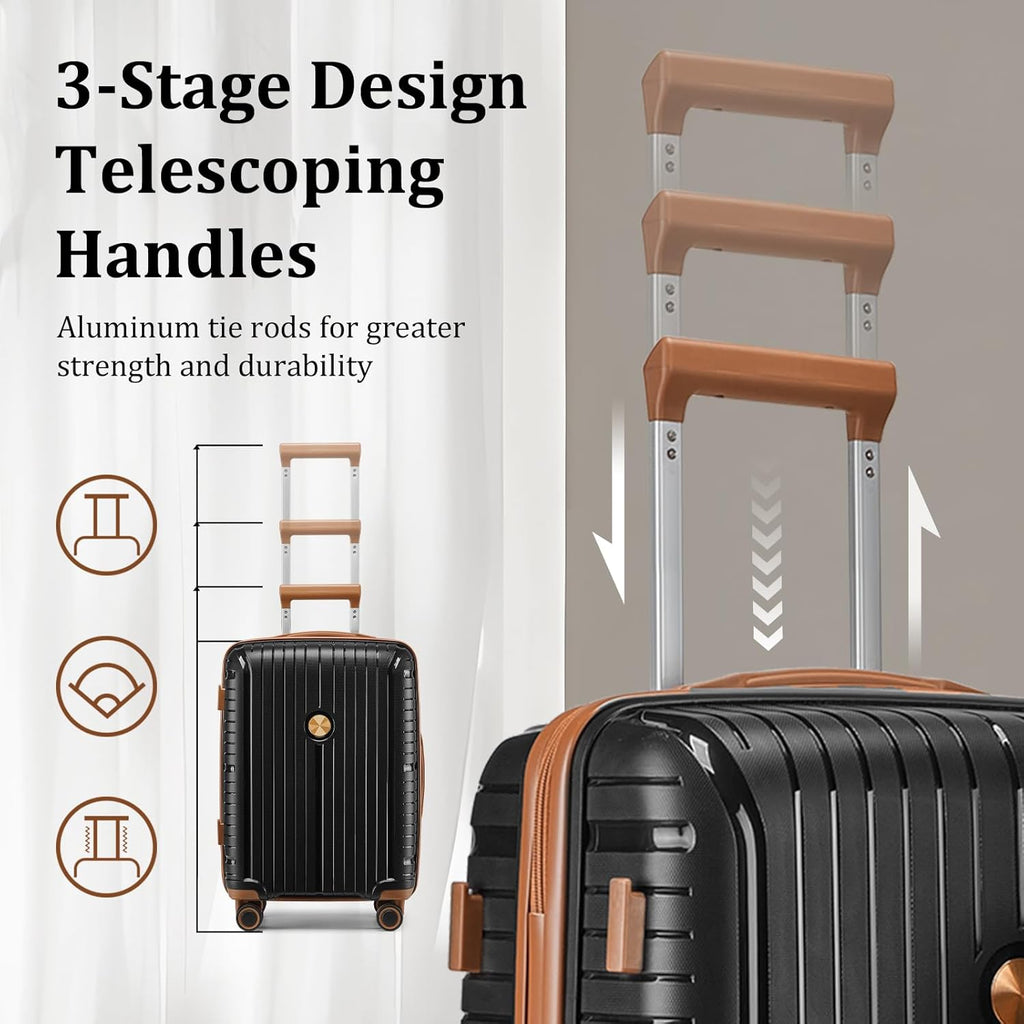 5-piece PP hardshell lightweight travel carry-on luggage set with dual spinner wheels and TSA lock wourant