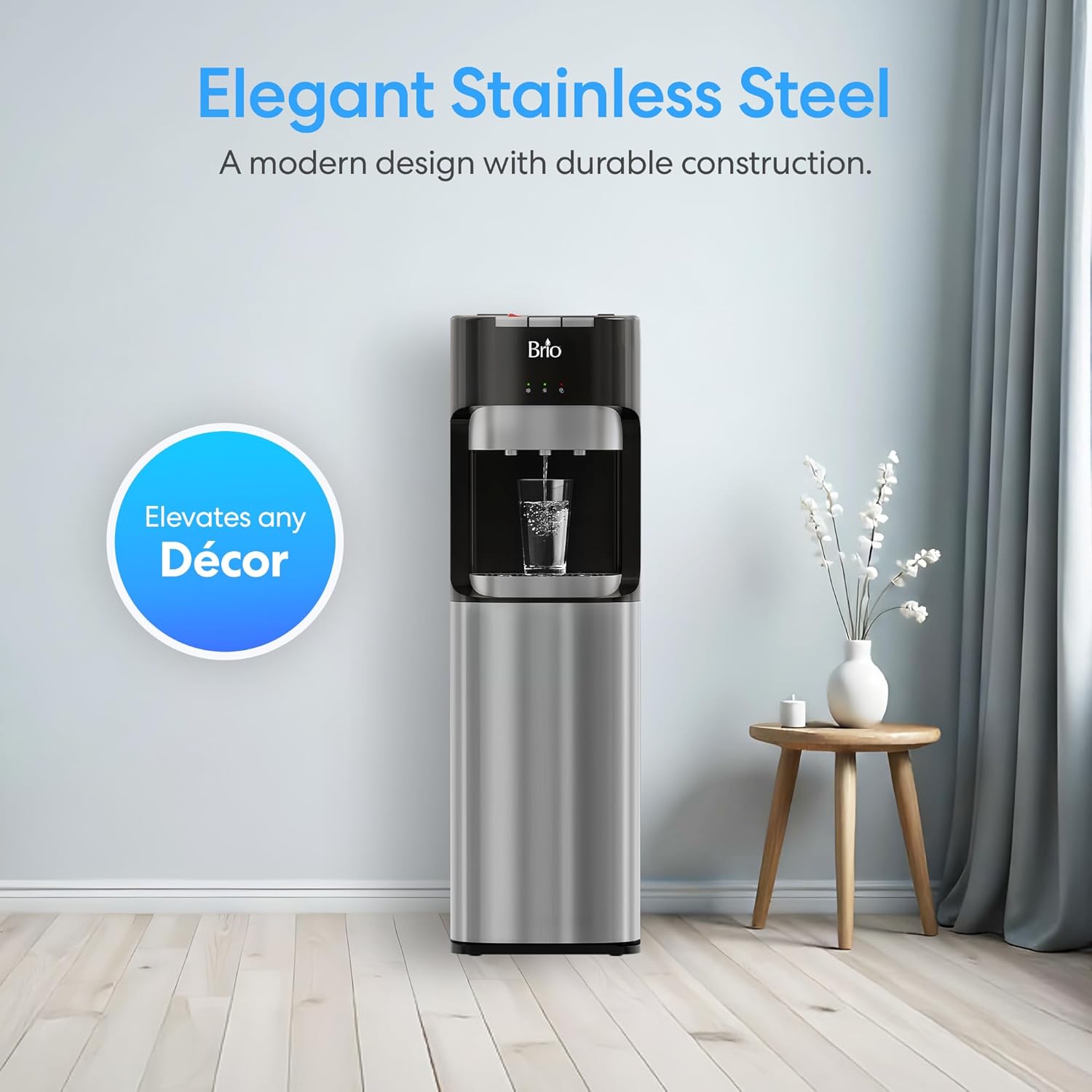 Brio Bottom Loading Water Cooler Dispenser for 5 Gallon Bottles 3 Temperatures with Hot wourant