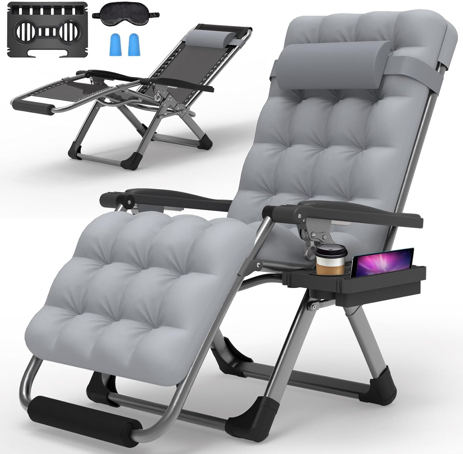 Indoor and outdoor patio chair folding lounge chair zero gravity chair with removable cushion camping lounge chair wourant