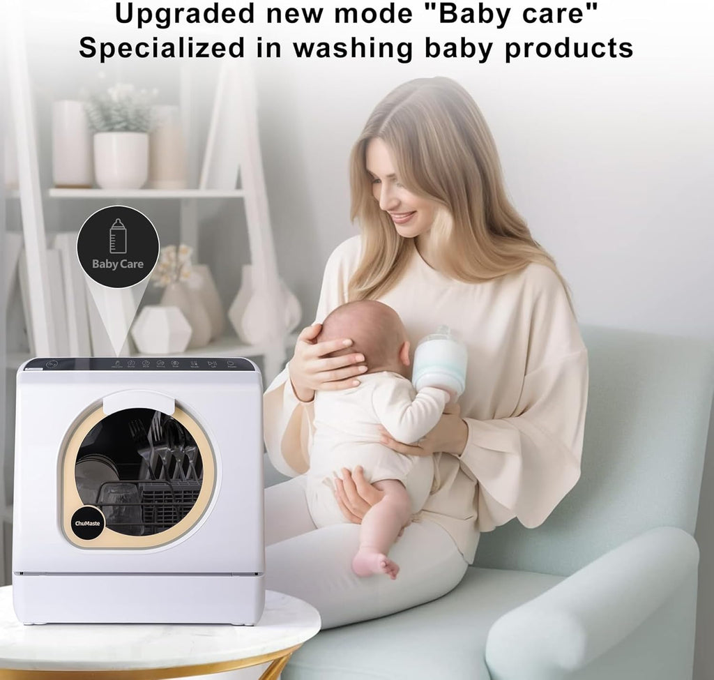 Mini countertop dishwasher. Compact dishwasher with drying function. Double spray arms. Portable countertop dishwasher wourant