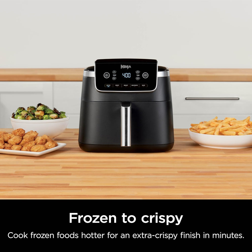 Ninja Air Fryer Pro 4-in-1 with 5 QT Capacity, Air Fry, Roast, Reheat, Dehydrate, Air Crisp Technology with 400F for hot, 120 Volts, Nonstick Basket & Crisper Plate, Grey, AF141 wourant