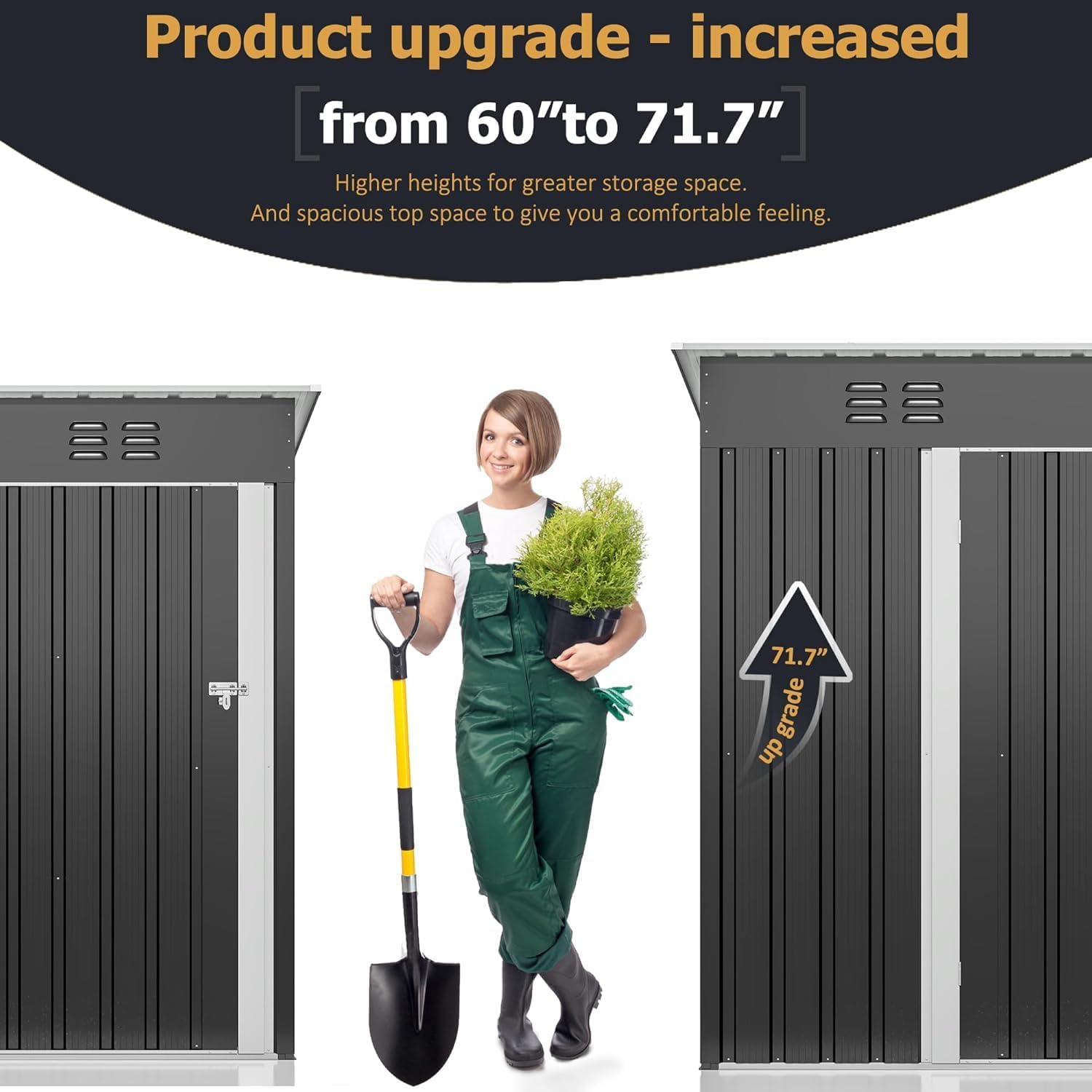 Polar Aurora 8 x 12 FT Outdoor Storage Shed, Metal Garden Shed with Updated Frame Structure, Tool Sheds for Backyard Garden Patio Lawn Black wourant